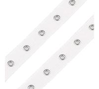 Ösen-Band gewebt ab 1m mit eingestanzten runden Ösen Größenwahl Meterware, Größe:20mm, Farbe:weiß | Öse silbern