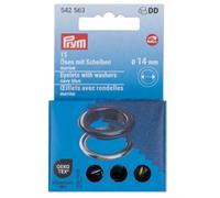 Prym 542563 542542 Ösen mit Scheiben, 11 mm, rot/silberfarbig, vearbeitbar mit dem Vario Creative Tool, marine, Ø 14 mm, 15