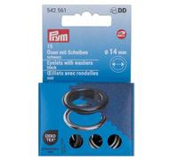 Prym 542561 542542 Ösen mit Scheiben, 11 mm, rot/silberfarbig, vearbeitbar mit dem Vario Creative Tool, schwarz, Ø 14 mm, 15