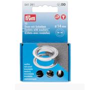 Prym Ösen und Scheiben 14 mm silber gefärbt für Creative Tool, 15St