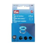 Prym 542527 Ösen mit Scheiben, 8 mm, mint/silberfarbig, kompatibel mit dem Vario Creative Tool