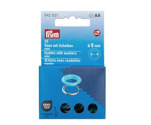 Ösen mit Scheiben, 8mm, mint/silberfarbig (32 Stück)