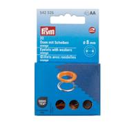 Ösen mit Scheiben, 8mm, orange/silberfarbig (32 Stück)