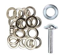 Ösen mit Scheiben & Werkzeug - 4/5/8/11/14 mm - rostfrei - silber, schwarz, gold - Ösen Set für Leder, Stoff, Planen, Vorhänge - DIY Zubehör für Handwerk, Basteln & Reparaturen (silber 14mm)