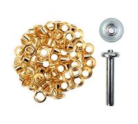 Ösen mit Scheiben & Werkzeug - 4/5/8/11/14 mm - rostfrei - silber, schwarz, gold - Ösen Set für Leder, Stoff, Planen, Vorhänge - DIY Zubehör für Handwerk, Basteln & Reparaturen (gold 5mm)
