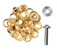 Ösen mit Scheiben & Werkzeug - 4/5/8/11/14 mm - rostfrei - silber, schwarz, gold - Ösen Set für Leder, Stoff, Planen, Vorhänge - DIY Zubehör für Handwerk, Basteln & Reparaturen (gold 8mm)