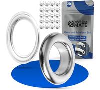 Ösen und Scheiben Set, Ø 11 mm innen, 20 Paare, in Silber, aus Messing, Kit ohne Zange, Ösen Scheiben für Plane, Bekleidung, Bastelarbeiten, Deko, DIY Tülle, Grommet, Ösen Patches Kordel, Ösenscheiben