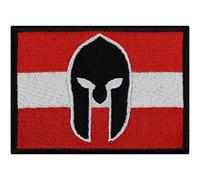 Österreich Fahne Aufnäher Spartaner Biker Patch Rocker Bügelbilder Gladiator zum annähen - Geschenk DIY Applikation für Leder-Jacken/Kutten/Jeans/Taschen | 90x65mm