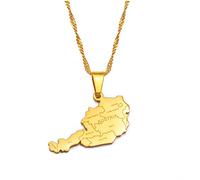 Österreich Karte Anhänger Halsketten - Ethnisches Muster Flagge Region Österreich Karten Pullover Kette Charm Hip Hop Trendy Schmuck für Damen Herren Schlüsselbeinketten Halsketten,Gold