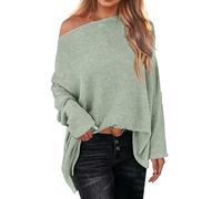 Off Shoulder T-Shirts Damen Elegante Oberteil One Shoulder Top Damenhemd Pullover Sweater Cold Scholder Blusentop Top Knit Oversize Damenhemden Einfarbig - Blusen Tops für Damen