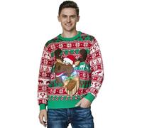 OFF THE RACK Mens Unisex Herren Lustig LED Weihnachtspullover Pullover Sweater, Dis Rudy, who dat, XXL