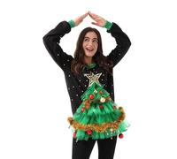 OFF THE RACK Unisex Damen Herren Weihnachtspullover Lustig Ugly Christmas Sweater Pullover für Weihnachten Strickpullis für Weihnachtsparty Sweater Tinsel M