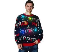 OFF THE RACK Unisex Herren Lustig LED Leuchtende Weihnactspullover Strickpullis für Weihnachten