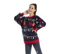 OFF THE RACK Womens Lustig LED Weihnachtspullover für Damen Strickpullover für Weihnachtsparty Pullover Sweater, All The Festive Trimmings, L