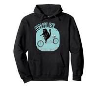 Off to Be Radical Left Scum Rennrad mit Katze und Maus, Retro-Design, Schwarz Pullover Hoodie