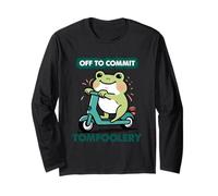 Off to Commit Tomfoolery Cute Frog Scooter Meme Langarmshirt