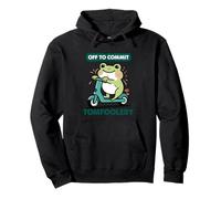 Off to Commit Tomfoolery Cute Frog Scooter Meme Pullover Hoodie