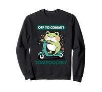 Off to Commit Tomfoolery Cute Frog Scooter Meme Sweatshirt