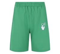 Off-White Hands Off Logo Skate Fit Grune Trainings-Sweatshorts XS