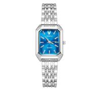 OFFCUP Damenuhr Rechteckige, Damen Analog Quarz Uhr mit Edelstahl Armband, Uhren Damen Klein Einfache Vintage Klassische Armbanduhr Lässig Quarzuhr Kleideruhr, 3 Zeiger - Blau Silber