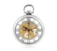 Offene Taschenuhr aus Silberlegierung, mechanisch, Skelett, Silber Einheitsgröße