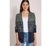 Strickjacke CECIL, Damen, Gr. S (38), grün (dried olive grün), Stoff, 52% Viskose, 28% Polyester, 20% Nylon, gemustert, comfort fit normal, ohne Ausschnitt, Bündchen, Strickjacken Strickjacke, aus sof