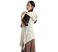 Offener Cardigan mit Kapuze, Boho Long-Weste aus Baumwolle, naturweiß, L