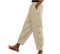 Offers of The Day Today,Leinenhose Damen Leicht Leinen Sommerhose Loose Freizeithose Elastizität Waist Yogahose Stoffhose Casual Schlupfhose Jogginghose Straight Bein Frauen Hosen Stretch Mit Taschen