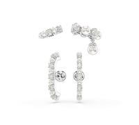 [Official] [Swarovski] Matrix Ear Cuffs, Set of 3, Crystal Pearl, Round Cut, White, Rhodium Plating, Crystal, No Gemstone
