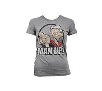 Officially Licensed Merchandise Popeye - Man Up! Girly T-Shirt (H.Grey), Small
