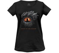 Officiel House of Dragon T-Shirt Femme The Eye of The Dragon Imprimé Cotton Round Neck Tee Westeros Inspired Casual Wear Breathable Short Sleeve Top - Targaryen Fan Gift, Noir_Taille XL