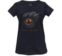 Officiel House of Dragon T-Shirt Femme The Eye of The Dragon Imprimé Cotton Round Neck Tee Westeros Inspired Casual Wear Breathable Short Sleeve Top - Targaryen Fan Gift, Navy_Taille S