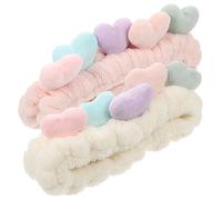 OFFIGAM 2 Stück-pack Damen Haarbänder Herz Design Elastisch Plüsch Gesichtswasch Stirnband Make Up Spa Haarband für Damen Mädchen