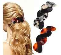 OFFIGAM Französische Haarspangen aus Acryl 2 Stück Große Haarspangen für Dickes Haar Komfortabel und Langlebig für Formelle Anlässe und Alltag
