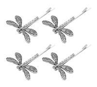 OFFIGAM Libellen Haarspangen aus Metalllegierung 4 Stück Antiksilber Mori Stil Haarschmuck für Mädchen Hochzeit und Alltag