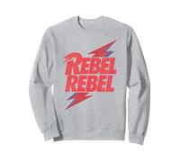 Offiziell David Bowie Music Rock Distressed Rebel Rebel Sweatshirt, Unisex für Erwachsene, Grau Meliert, L