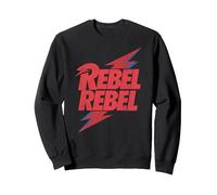 Offiziell David Bowie Music Rock Distressed Rebel Rebel Sweatshirt, Unisex für Erwachsene, Schwarz, L
