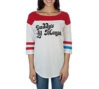 Offiziell DC Comics Selbstmord-Gruppe Harley Quinn Daddys Lil Monster Frau Baseball T-Shirt Weiß XXL - DE 44 Weiß