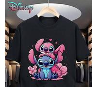 Offiziell lizenzierte Marke Disney, 230gT-Shirt, Disney, StarBaby, Stitch & Angie, gedruckte T-Shirts, lustige Designs, Outdoor-Sport, Straßenkleidung