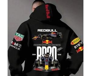 Offiziell lizenzierter Vintage-Hoodie aus gewaschener Baumwolle, Retro-Grafikdesign mit "F1 Racing Team & RB20"-Logos und Sponsorenlogos, hochwertiges