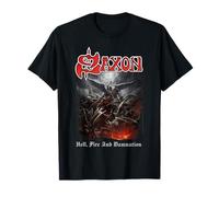 Offiziell Saxon Hell Fire Heavy Metal Band T-Shirt