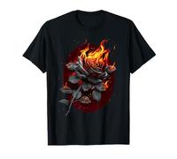 Offiziell Spiral Flaming Rose Gothic Fantasy T-Shirt