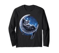 Offiziell Spiral Velvet Moon Cat Gothic Fantasy Langarmshirt