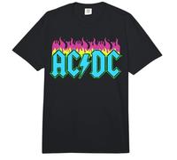 Offizielle AC/DC Neon Flames Hard Rock Band Damen Comfort Colors Adult Heavyweight T-Shirt