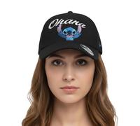 Offizielle Disney-Legende - Stitch Ohana Snapback-Baseballkappe - Unisex | Verstellbare Kappe mit Schirm | Streetwear, Einheitsgröße, Schwarz