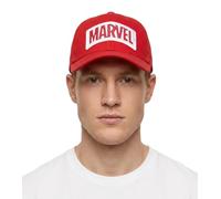 Offizielle Marvel-Logo-Snapback-Baseballkappe mit 3D-Logo in Weiß - Unisex | Verstellbare Kappe mit Schirm | Streetwear, Einheitsgröße, Rot