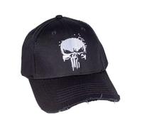Offizielle Marvel The Punisher-Legende - Grunge Punisher Snapback-Baseballkappe - Unisex | Verstellbare Kappe mit Schirm | Streetwear, Einheitsgröße, Schwarz