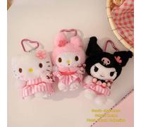 Offizielle Sanrio-lizenzierte Sakura-Themen Plüsch-Schlüsselanhänger Charms - beinhaltet Kitty, Kuromi, Melody | Niedliche & weiche Plüsch-Anhänger -