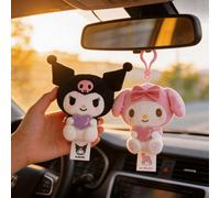 Offizielle Sanrio Sakura & Herz Serie: Kuromi und My Melody Plüsch Schlüsselanhänger - Süße Cartoon Plüschtiere, können als Schlüsselanhänger oder Tas