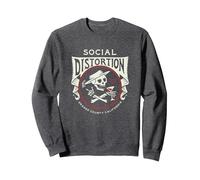 Offizielle Social Distortion Skelly Circle Sweatshirt, Unisex für Erwachsene, Anthrazit Meliert, S